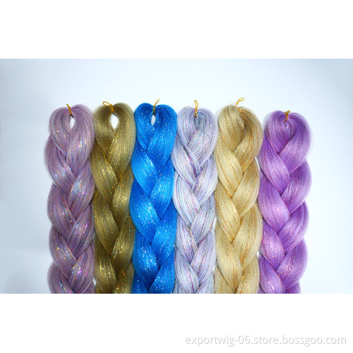 New Arrival Synthetic Wholesale Braiding Hair With Glitter Hair Tinsel Extension Braids for African Hair
